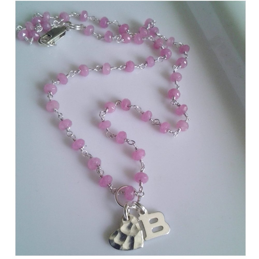pink chalcedony necklace, 17 inches…